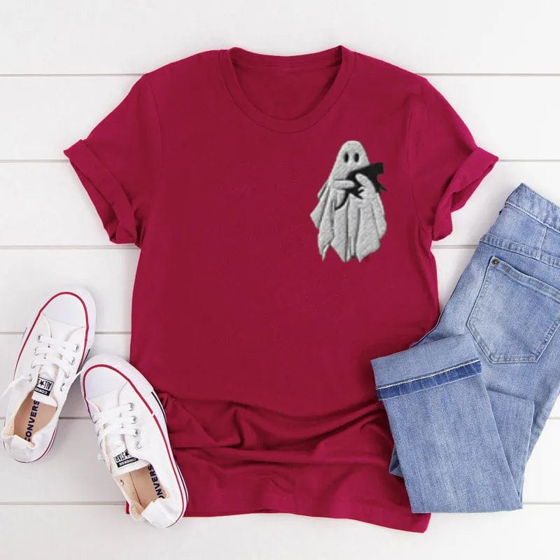 Eleganza Italiana Ghost Halloween Cat Fall for Women Crewneck Ghost Shirt Spooky Season Short Sleeve Top Tees 100% cctton y2k goth Drop Shipping Streetwear high fashion shein amazon temu target Walmart online