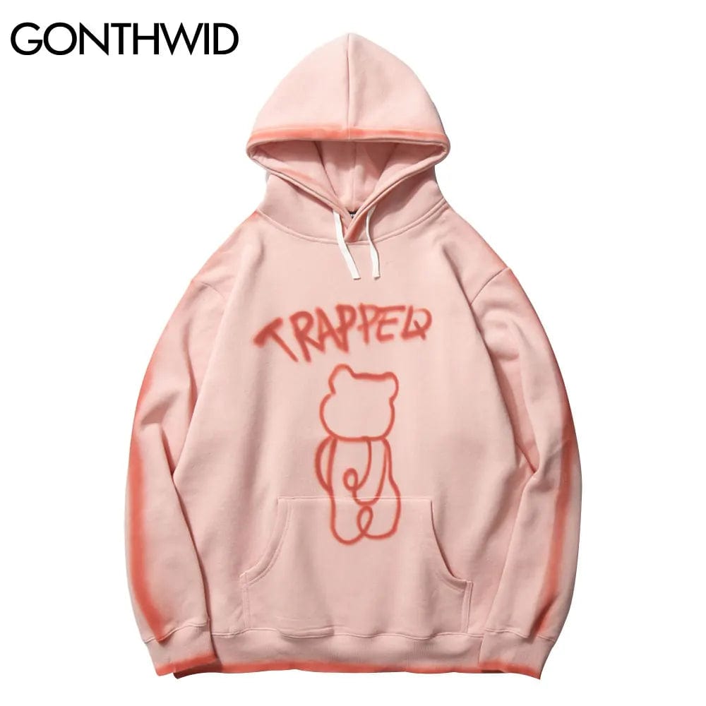 Eleganza Italiana GONTHWID Graffiti Trapped Bear Tie Dye Hoodies Streetwear Hip Hop Harajuku Casual Pullover Hooded Sweatshirts Men Women Tops Streetwear high fashion shein amazon temu target Walmart online