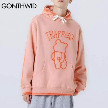 Eleganza Italiana GONTHWID Graffiti Trapped Bear Tie Dye Hoodies Streetwear Hip Hop Harajuku Casual Pullover Hooded Sweatshirts Men Women Tops Streetwear high fashion shein amazon temu target Walmart online