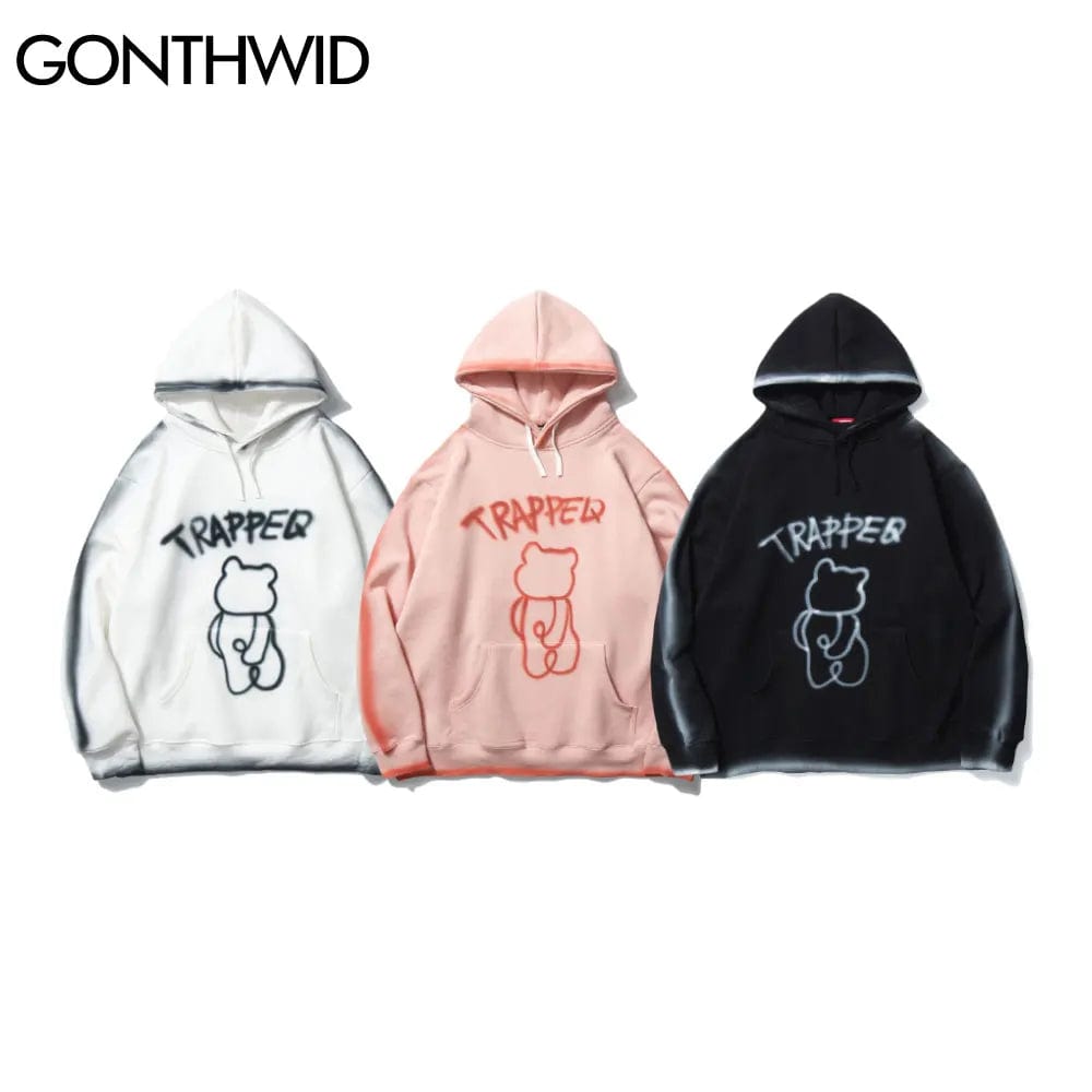 Eleganza Italiana GONTHWID Graffiti Trapped Bear Tie Dye Hoodies Streetwear Hip Hop Harajuku Casual Pullover Hooded Sweatshirts Men Women Tops Streetwear high fashion shein amazon temu target Walmart online