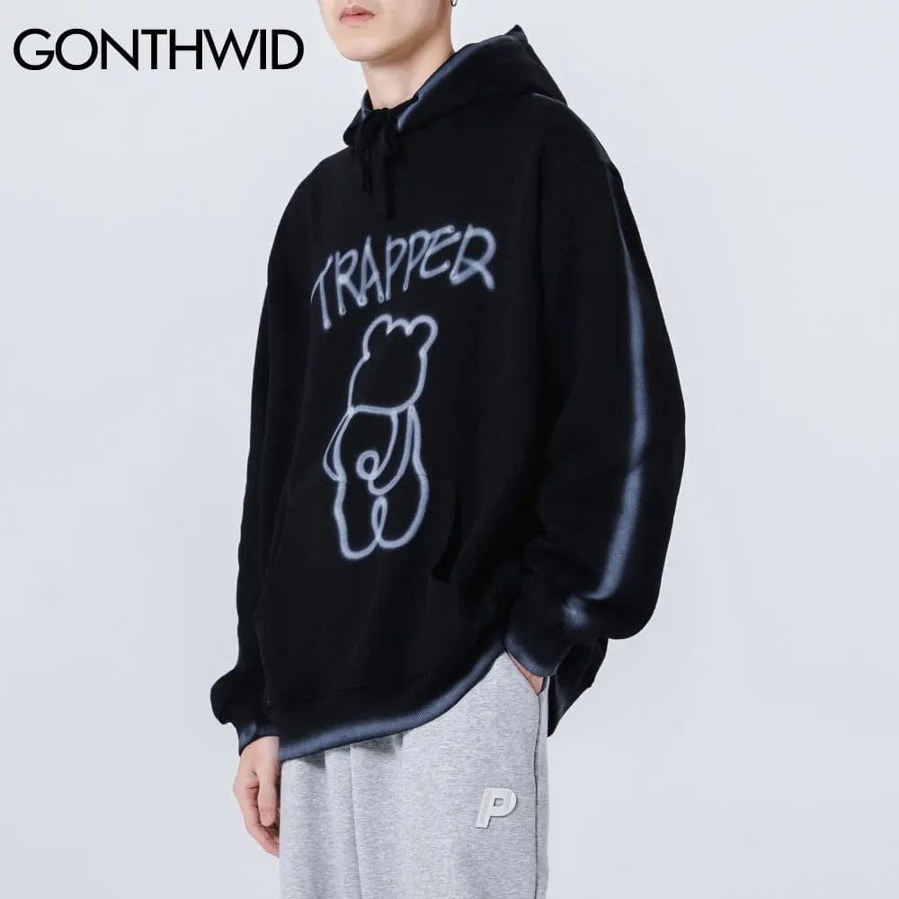 Eleganza Italiana GONTHWID Graffiti Trapped Bear Tie Dye Hoodies Streetwear Hip Hop Harajuku Casual Pullover Hooded Sweatshirts Men Women Tops Streetwear high fashion shein amazon temu target Walmart online