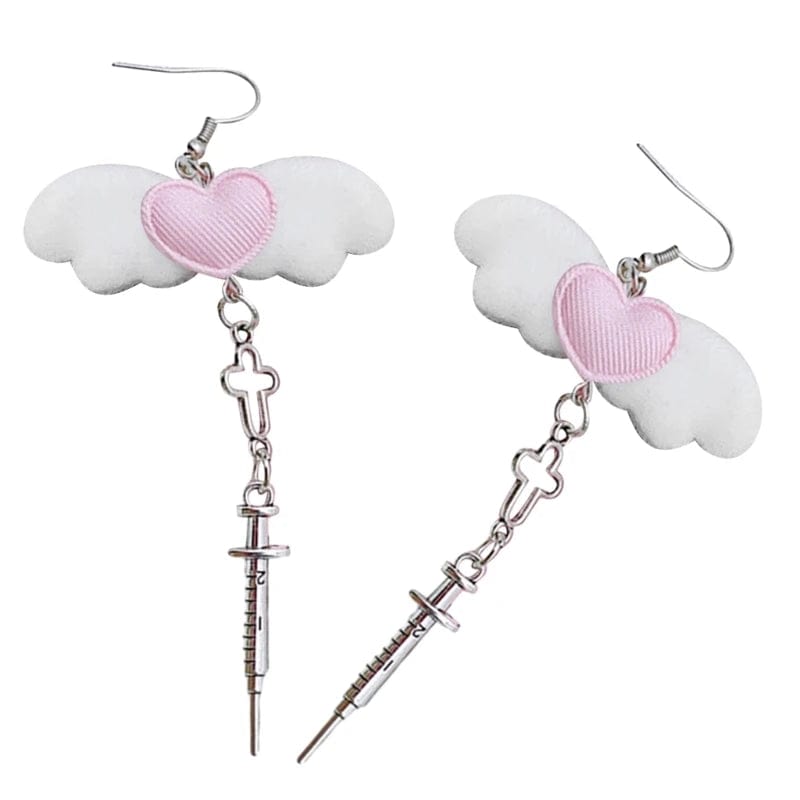 Eleganza Italiana Gothic Angel Wing Earrings Y2k Aesthetics Jewelry Ear Hooks/Ear Clips C1FC Streetwear high fashion shein amazon temu target Walmart online