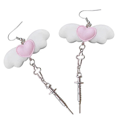 Eleganza Italiana Gothic Angel Wing Earrings Y2k Aesthetics Jewelry Ear Hooks/Ear Clips C1FC Streetwear high fashion shein amazon temu target Walmart online