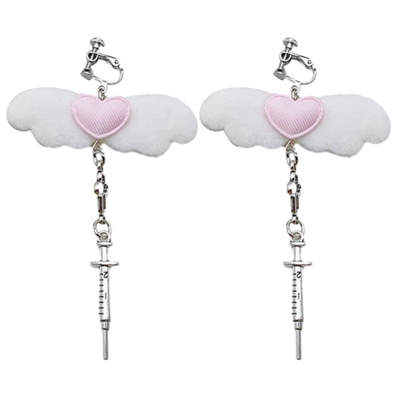 Eleganza Italiana Gothic Angel Wing Earrings Y2k Aesthetics Jewelry Ear Hooks/Ear Clips C1FC Streetwear high fashion shein amazon temu target Walmart online