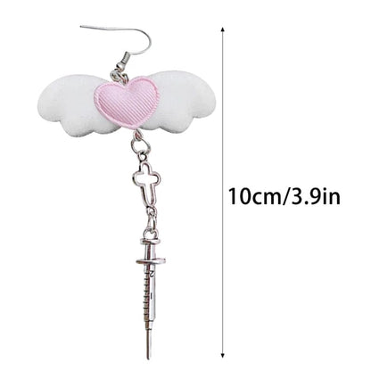 Eleganza Italiana Gothic Angel Wing Earrings Y2k Aesthetics Jewelry Ear Hooks/Ear Clips C1FC Streetwear high fashion shein amazon temu target Walmart online