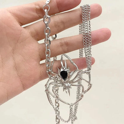 Eleganza Italiana Gothic Spider Crystal Pendant Necklace for Women Dark Long Tassel Chain Spicy Girl Chokers Y2K Accessories Fashion Jewelry Party Streetwear high fashion shein amazon temu target Walmart online