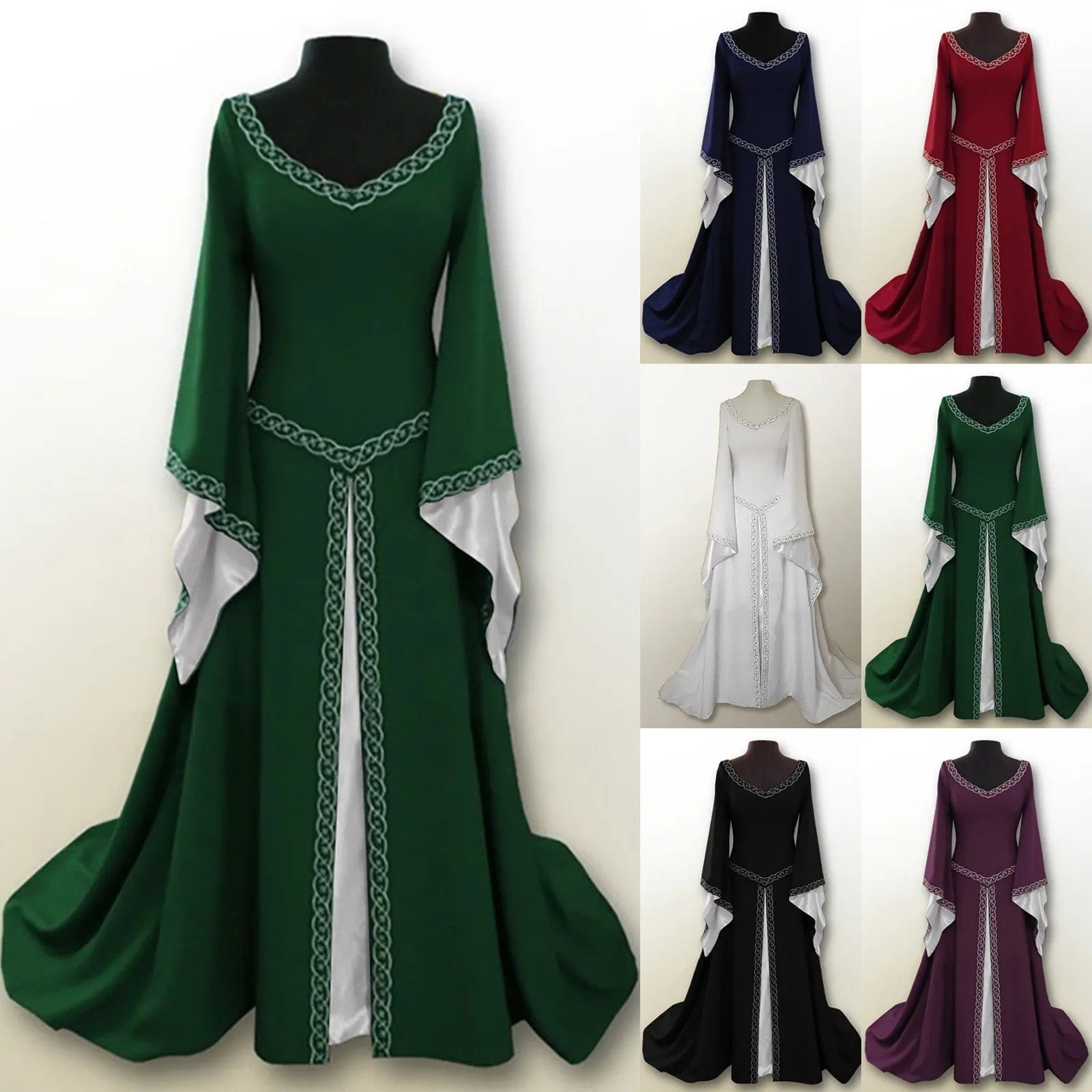 Eleganza Italiana Halloween Women European Medieval Retro Court Princress Cosplay Costume Long Dress Elegant Witch Square Collar Masquerade Wear Streetwear high fashion shein amazon temu target Walmart online