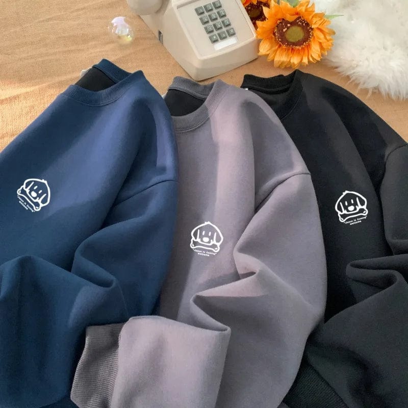 Eleganza Italiana Harajuku Cute Dog Graphic Sweatshirt 9 Colours Waffle Fabric Long Sleeve Sweatshirts Casual Comfortable Male O-neck Pullover Streetwear high fashion shein amazon temu target Walmart online