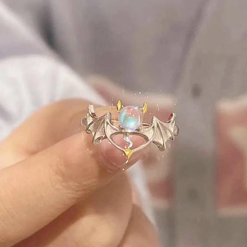 Eleganza Italiana Heart Open Rings for Women Korea Geometric Crystal Moonstone Gothic Finger Ring Y2K Accessories Trendy Aesthetic Jewelry Gift Streetwear high fashion shein amazon temu target Walmart online