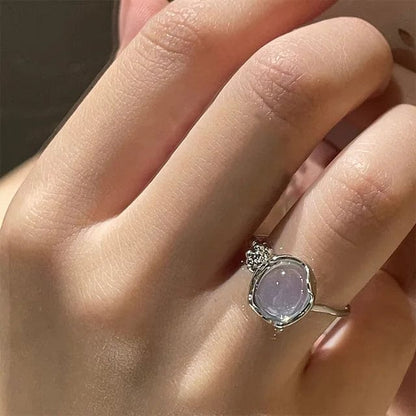 Eleganza Italiana Heart Open Rings for Women Korea Geometric Crystal Moonstone Gothic Finger Ring Y2K Accessories Trendy Aesthetic Jewelry Gift Streetwear high fashion shein amazon temu target Walmart online