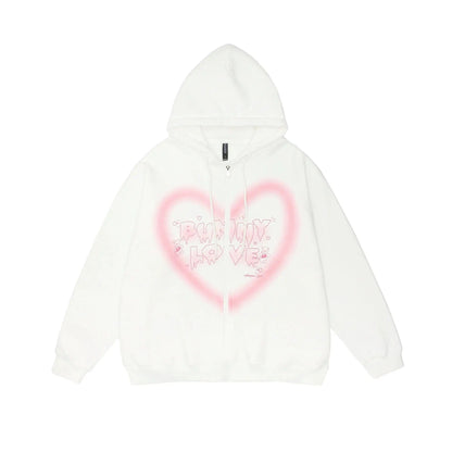 Eleganza Italiana Heart shaped letter hoodie oversize loose casual Harajuku draped feeling lazy men autumn American hoodie hiphop jacket grunge Streetwear high fashion shein amazon temu target Walmart online