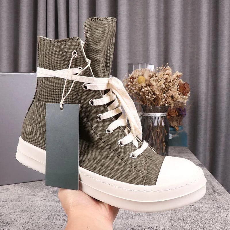 Eleganza Italiana High Street Brand  Army Green Shoes  Classic Streetwear Shoes  Sneakers Shoes Women&