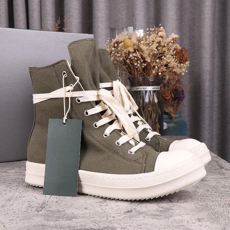 Eleganza Italiana High Street Brand  Army Green Shoes  Classic Streetwear Shoes  Sneakers Shoes Women&