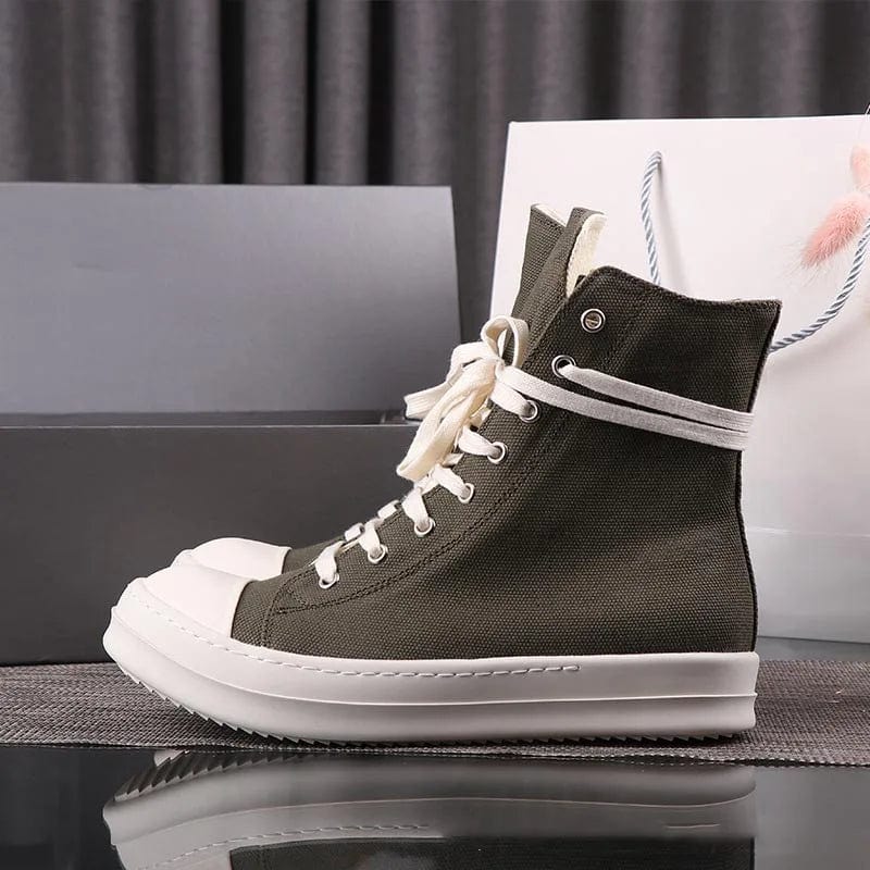 Eleganza Italiana High Street Brand  Army Green Shoes  Classic Streetwear Shoes  Sneakers Shoes Women&