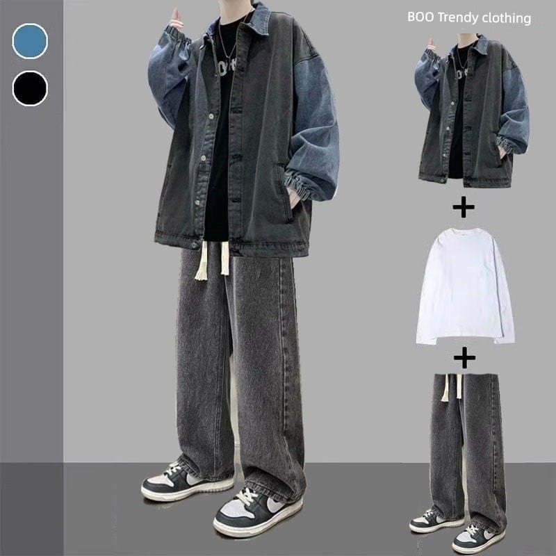 Eleganza Italiana Hong Kong Style Handsome Teenagers Spring and Autumn Jacket Denim Outwear Streetwear high fashion shein amazon temu target Walmart online