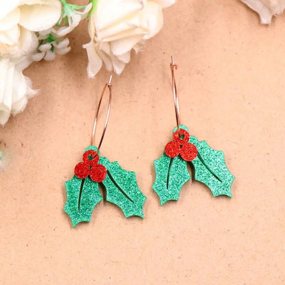 Eleganza Italiana Hot sale CN Hoop Christmas fruit  Acrylic Trendy christmas earrings Jewelry for women Streetwear high fashion shein amazon temu target Walmart online