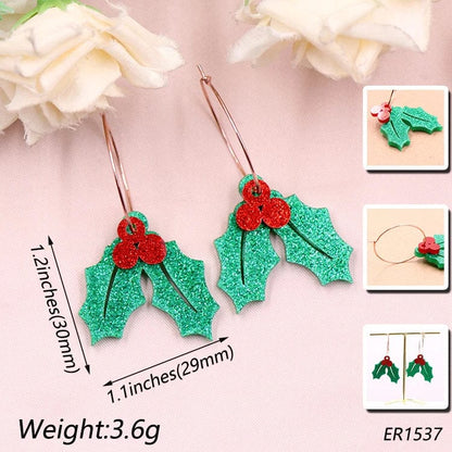 Eleganza Italiana Hot sale CN Hoop Christmas fruit  Acrylic Trendy christmas earrings Jewelry for women Streetwear high fashion shein amazon temu target Walmart online