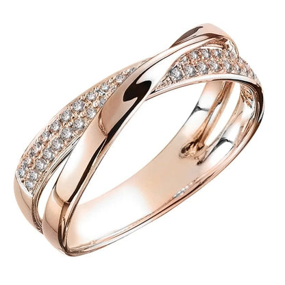 Eleganza Italiana Huitan Newest Fresh Two Tone X Shape Cross Ring for Women Wedding Trendy Jewelry Dazzling CZ Stone Large Modern Rings Streetwear high fashion shein amazon temu target Walmart online