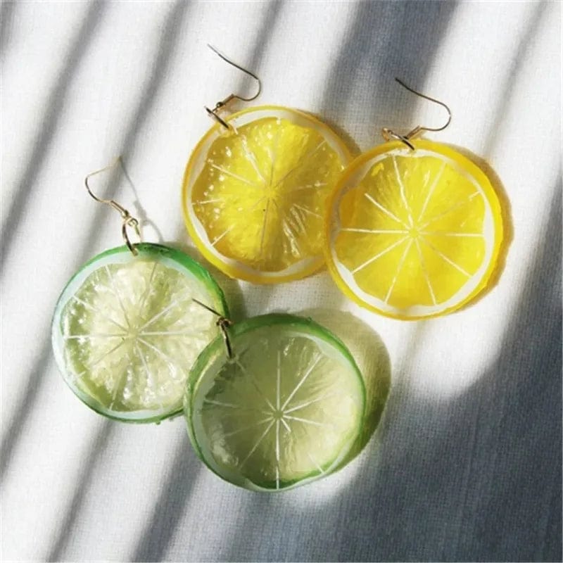 Eleganza Italiana Imitation Fruit Resin Earrings Novel Fruit Earrings Personalized Gifts Lemon Slice Earrings Unique Gifts Suitable for Women Streetwear high fashion shein amazon temu target Walmart online