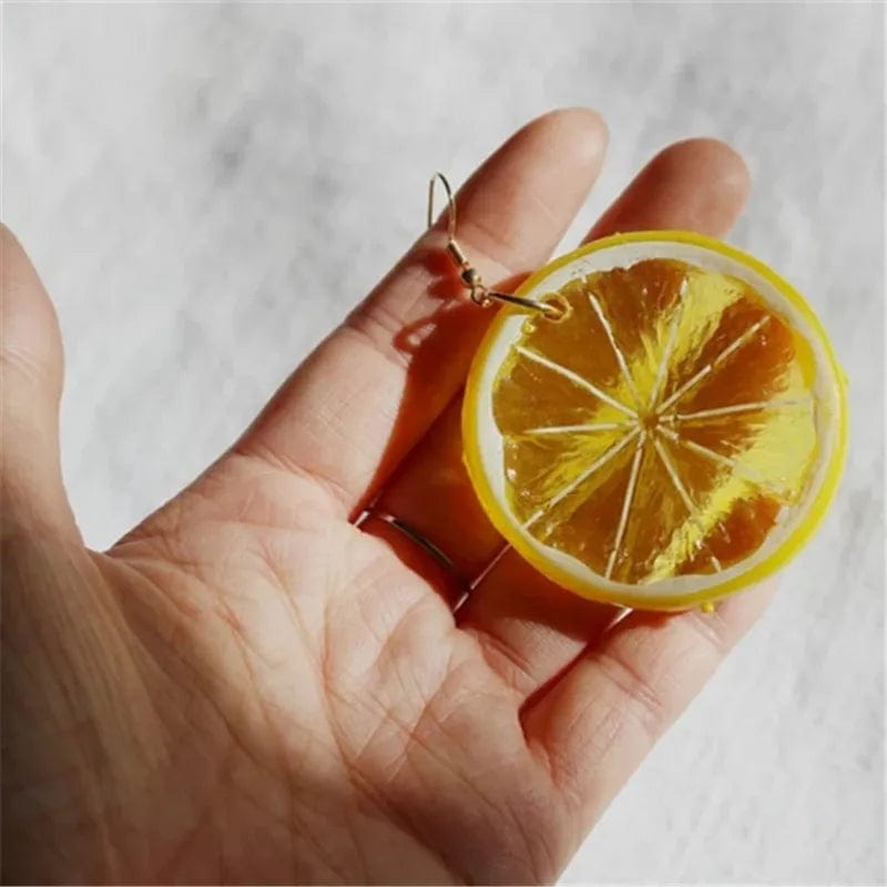 Eleganza Italiana Imitation Fruit Resin Earrings Novel Fruit Earrings Personalized Gifts Lemon Slice Earrings Unique Gifts Suitable for Women Streetwear high fashion shein amazon temu target Walmart online