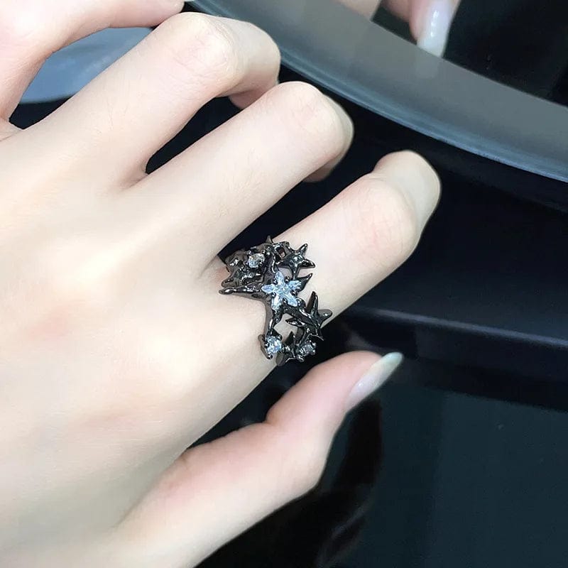 Eleganza Italiana Irregular Black Cross Star Animal Spider Aesthetic Rings For Women Y2K EMO Gothic Ring Grunge Halloween Rave Jewelry Accessories Streetwear high fashion shein amazon temu target Walmart online