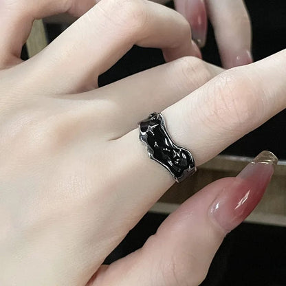 Eleganza Italiana Irregular Black Cross Star Animal Spider Aesthetic Rings For Women Y2K EMO Gothic Ring Grunge Halloween Rave Jewelry Accessories Streetwear high fashion shein amazon temu target Walmart online