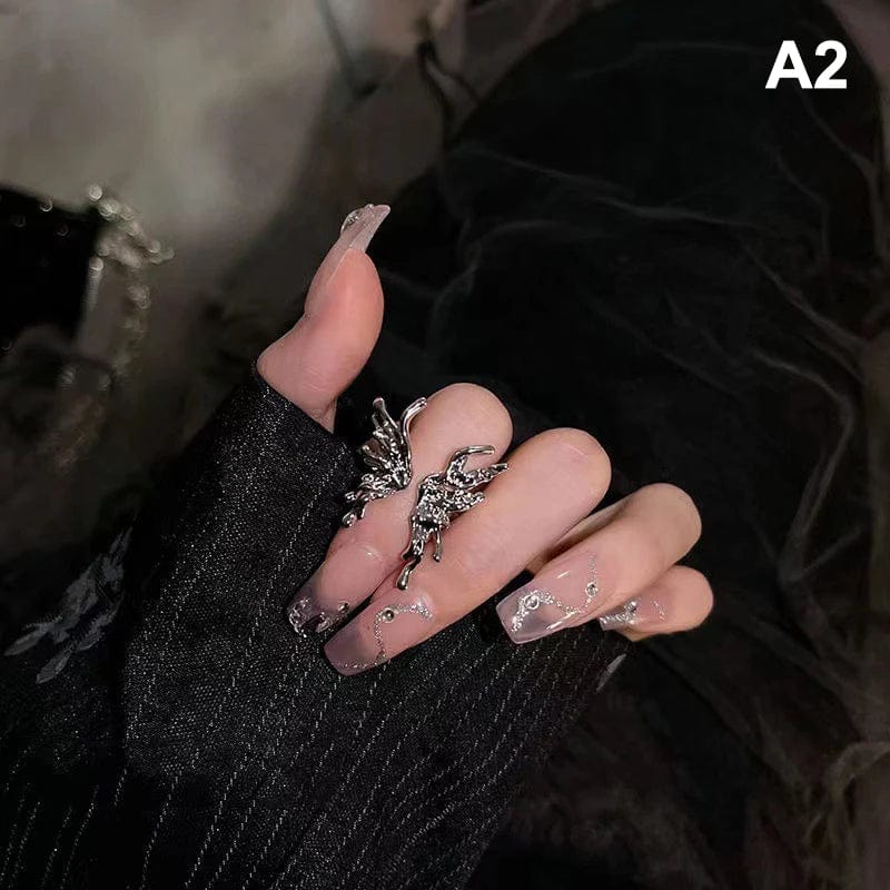 Eleganza Italiana Irregular Butterfly Ring Liquid Metal Butterfly Aesthetic Gothic Insect Punk Open Rings Jewelry Gift For Women Cool Girl Streetwear high fashion shein amazon temu target Walmart online