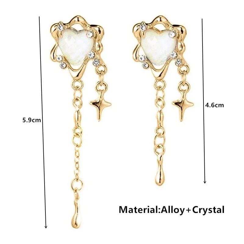 Eleganza Italiana Irregular Heart Tassel Star Earrings for Women Design Senior Gothic Fashion Personality Y2K Drop Earrings Trendy Party Jewelry Streetwear high fashion shein amazon temu target Walmart online