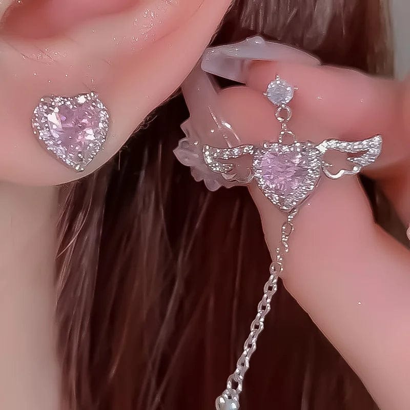 Eleganza Italiana Irregular Heart Tassel Star Earrings Women Design Senior Sense of Fashion Personality Earring 2023 Y2K Trendy Party Jewelry Gift Streetwear high fashion shein amazon temu target Walmart online