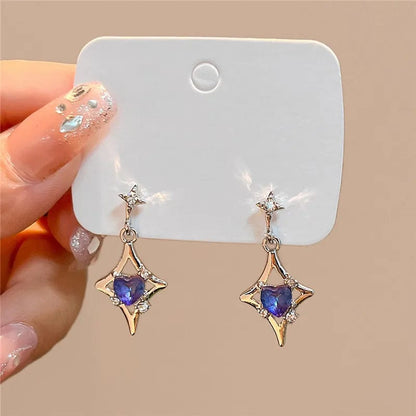 Eleganza Italiana Irregular Heart Tassel Star Earrings Women Design Senior Sense of Fashion Personality Earring 2023 Y2K Trendy Party Jewelry Gift Streetwear high fashion shein amazon temu target Walmart online