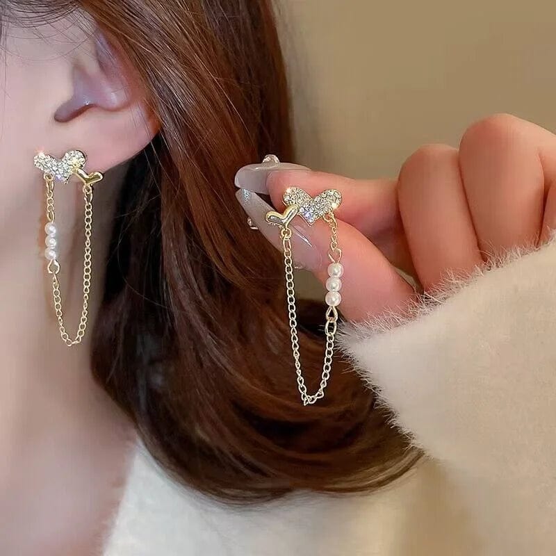 Eleganza Italiana Irregular Heart Tassel Star Earrings Women Design Senior Sense of Fashion Personality Earring 2023 Y2K Trendy Party Jewelry Gift Streetwear high fashion shein amazon temu target Walmart online