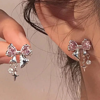 Eleganza Italiana Irregular Heart Tassel Star Earrings Women Design Senior Sense of Fashion Personality Earring 2023 Y2K Trendy Party Jewelry Gift Streetwear high fashion shein amazon temu target Walmart online