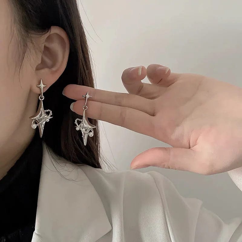 Eleganza Italiana Irregular Heart Tassel Star Earrings Women Design Senior Sense of Fashion Personality Earring 2023 Y2K Trendy Party Jewelry Gift Streetwear high fashion shein amazon temu target Walmart online