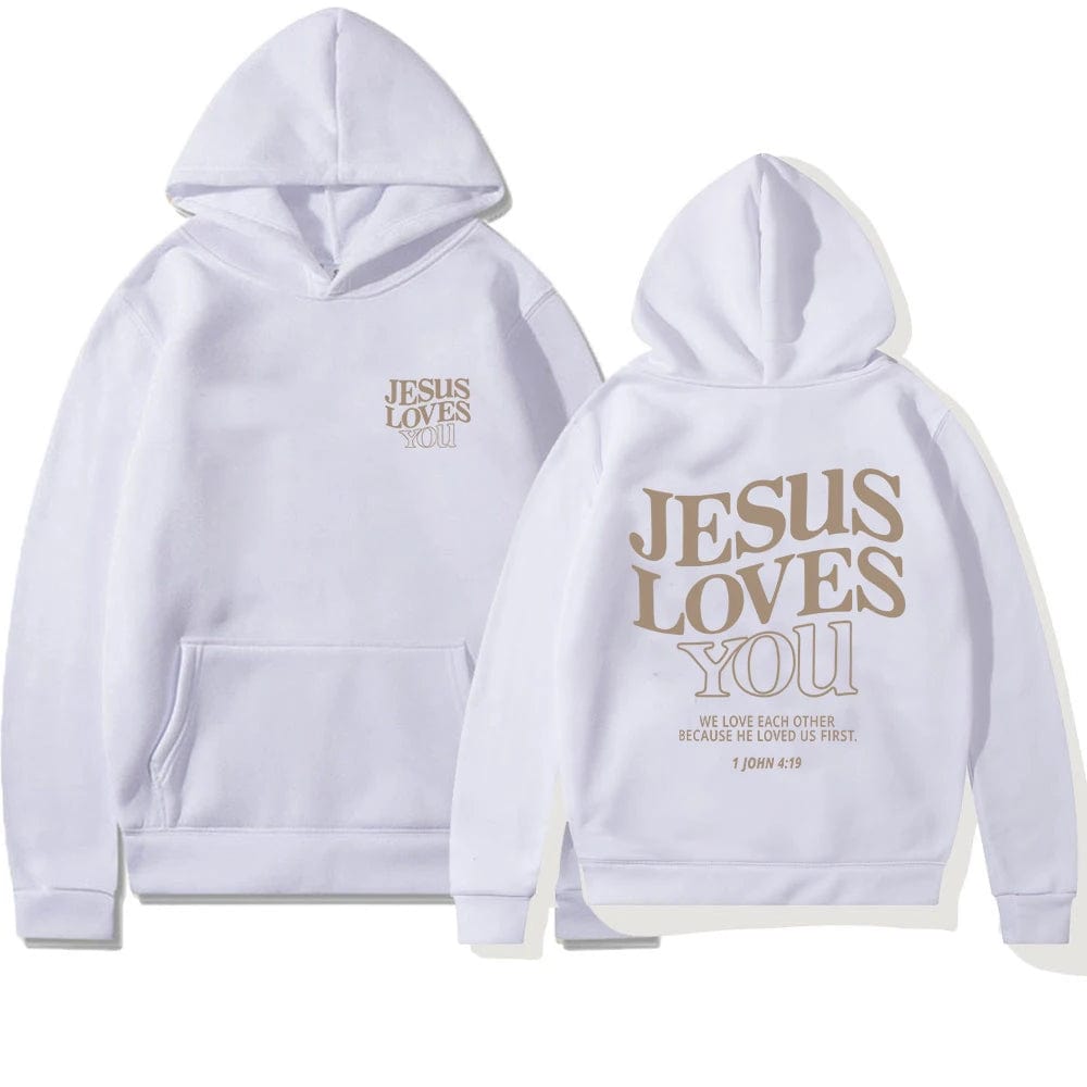 Eleganza Italiana Jesus Loves You Print Hoodies for Women&