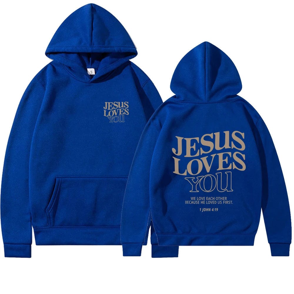 Eleganza Italiana Jesus Loves You Print Hoodies for Women&