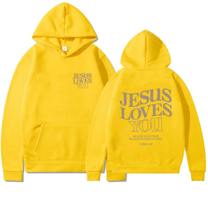 Eleganza Italiana Jesus Loves You Print Hoodies for Women&