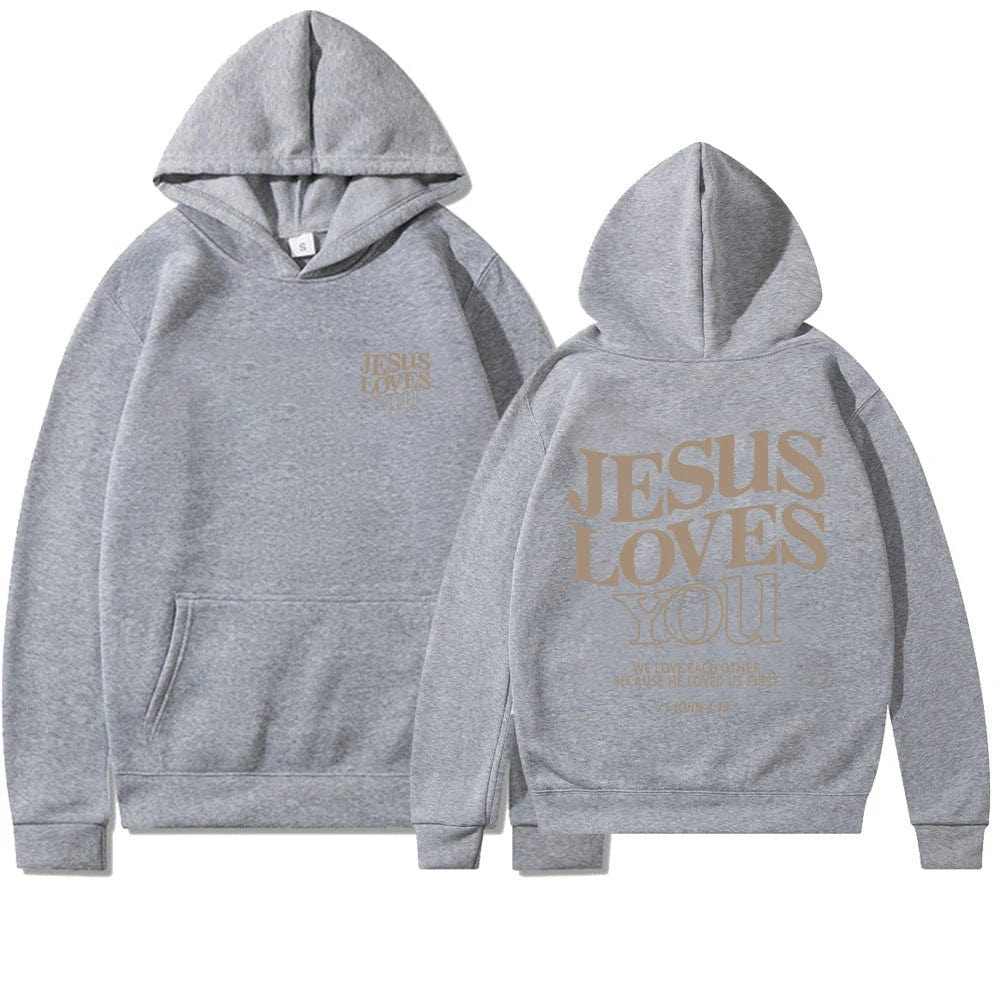 Eleganza Italiana Jesus Loves You Print Hoodies for Women&