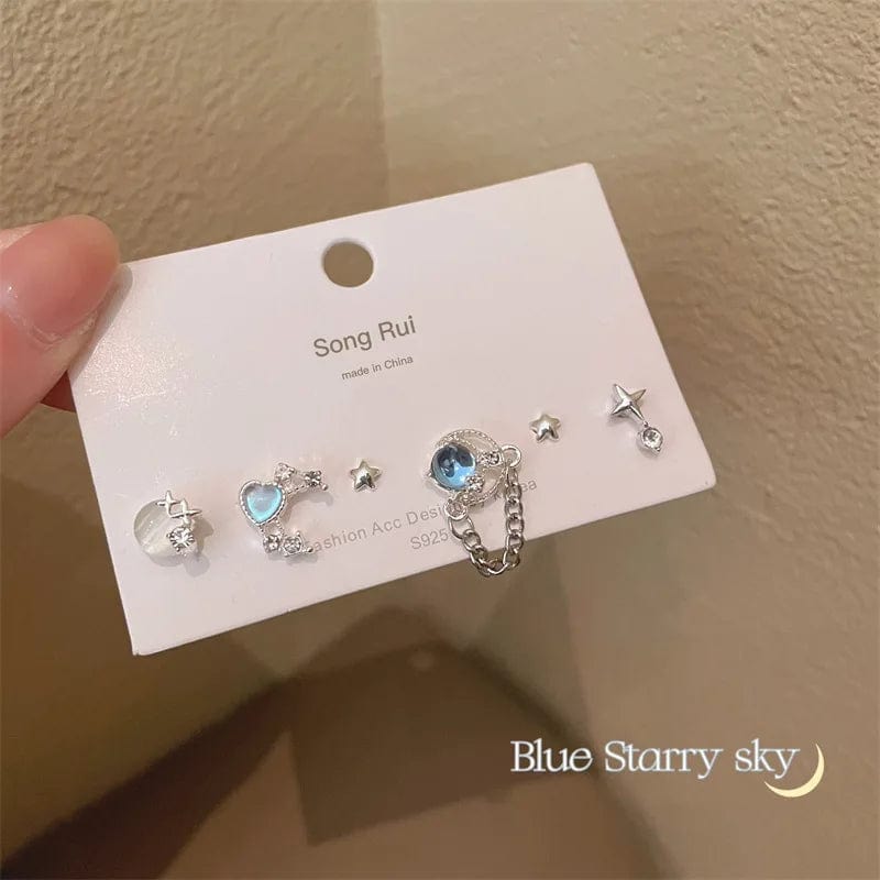 Eleganza Italiana KADRUFI 2023 Y2K Moonlight Stone Heart Butterfly Shape Stud Earring Set for Women Korean Fashion Girls Earrings Jewelry Gift Streetwear high fashion shein amazon temu target Walmart online