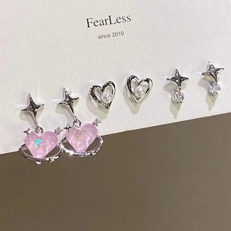 Eleganza Italiana KADRUFI 2023 Y2K Moonlight Stone Heart Butterfly Shape Stud Earring Set for Women Korean Fashion Girls Earrings Jewelry Gift Streetwear high fashion shein amazon temu target Walmart online