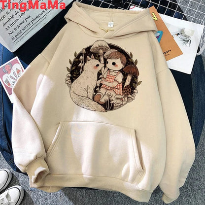 Eleganza Italiana Kawaii Mushroom Hoodies Women Cartoon Grunge Winter Warm Anime Graphic Streetwear Oversized Harajuku Unisex Sweatshirts Female Streetwear high fashion shein amazon temu target Walmart online