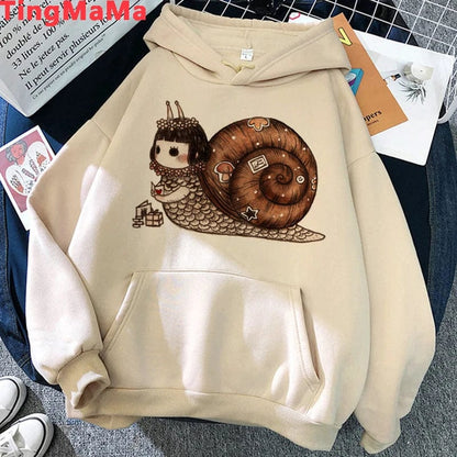 Eleganza Italiana Kawaii Mushroom Hoodies Women Cartoon Grunge Winter Warm Anime Graphic Streetwear Oversized Harajuku Unisex Sweatshirts Female Streetwear high fashion shein amazon temu target Walmart online