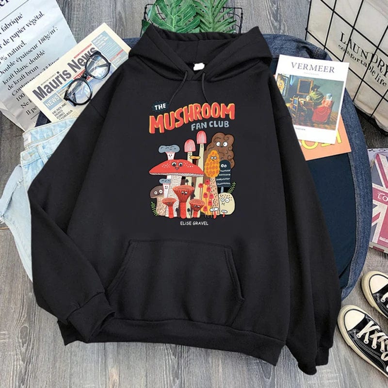 Eleganza Italiana Kawaii Mushroom Hoodies Women Cartoon Grunge Winter Warm Anime Graphic Streetwear Oversized Harajuku Unisex Sweatshirts Female Streetwear high fashion shein amazon temu target Walmart online