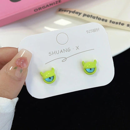 Eleganza Italiana Kiss Jewelry Cute Cartoon Monster Eyes Star Earrings Set for Women Goth Y2K Accessories Asymmetric Blue Opal Stud Earring Gift Streetwear high fashion shein amazon temu target Walmart online