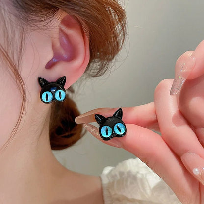 Eleganza Italiana Kiss Jewelry Cute Cartoon Monster Eyes Star Earrings Set for Women Goth Y2K Accessories Asymmetric Blue Opal Stud Earring Gift Streetwear high fashion shein amazon temu target Walmart online