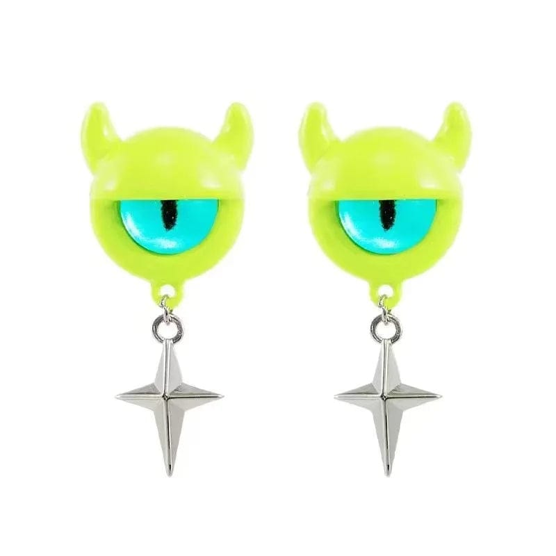 Eleganza Italiana Kiss Jewelry Cute Cartoon Monster Eyes Star Earrings Set for Women Goth Y2K Accessories Asymmetric Blue Opal Stud Earring Gift Streetwear high fashion shein amazon temu target Walmart online