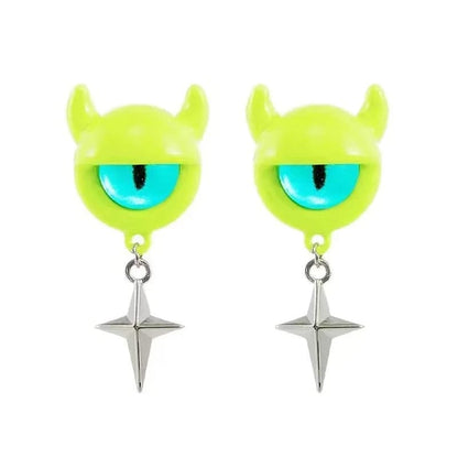 Eleganza Italiana Kiss Jewelry Cute Cartoon Monster Eyes Star Earrings Set for Women Goth Y2K Accessories Asymmetric Blue Opal Stud Earring Gift Streetwear high fashion shein amazon temu target Walmart online