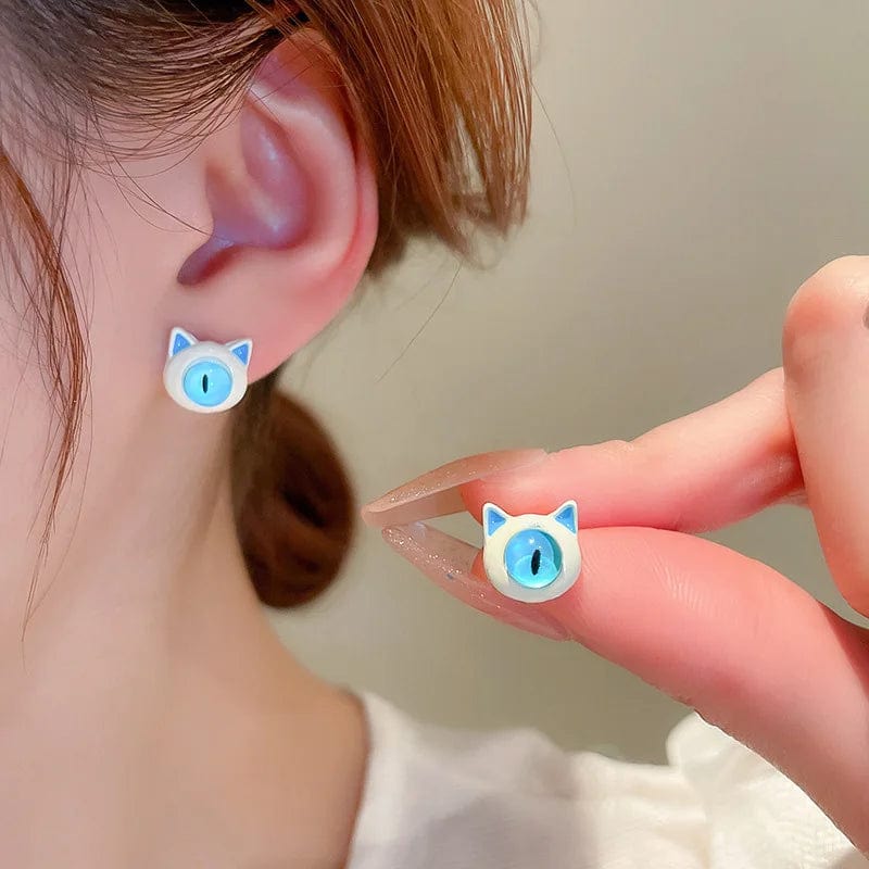 Eleganza Italiana Kiss Jewelry Cute Cartoon Monster Eyes Star Earrings Set for Women Goth Y2K Accessories Asymmetric Blue Opal Stud Earring Gift Streetwear high fashion shein amazon temu target Walmart online