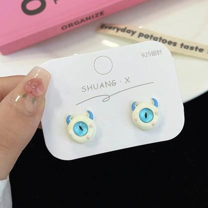 Eleganza Italiana Kiss Jewelry Cute Cartoon Monster Eyes Star Earrings Set for Women Goth Y2K Accessories Asymmetric Blue Opal Stud Earring Gift Streetwear high fashion shein amazon temu target Walmart online