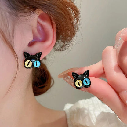 Eleganza Italiana Kiss Jewelry Cute Cartoon Monster Eyes Star Earrings Set for Women Goth Y2K Accessories Asymmetric Blue Opal Stud Earring Gift Streetwear high fashion shein amazon temu target Walmart online