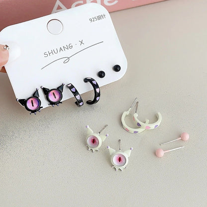 Eleganza Italiana Kiss Jewelry Punk Black White Funny Cute Monster Opal Eyes Earrings Women Y2K C-Shape Round Cartoon Heart Stud Earring Gifts Streetwear high fashion shein amazon temu target Walmart online